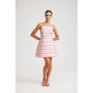 Aston Studio Beatrix Strapless Dress in Arisa Anthurium Stripe 10